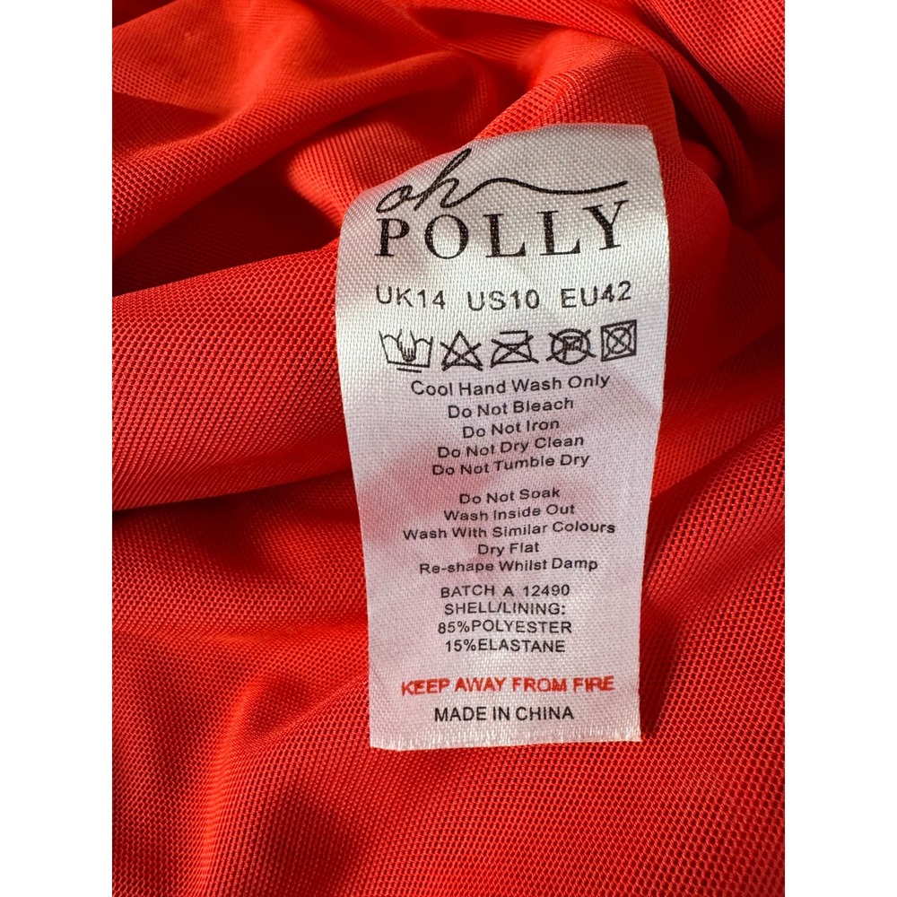 Oh Polly Red Embellished Mini Dress Off Shoulder Plunge Neck Bodycon US 10 NEW - Picture 8 of 10